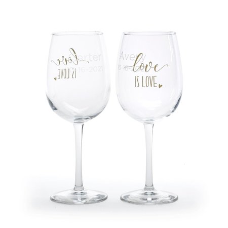 HORTENSE HEWITT Hortense B. Hewitt 55125P Love is Love Wine Glasses - Personalized - Pack of 2 55125P